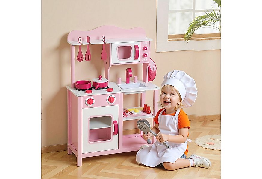 AIYAPLAY Spielküche für 3-6 Jahre Kinder Holzwerkstoff, mit Bratpfanne, Mik günstig online kaufen