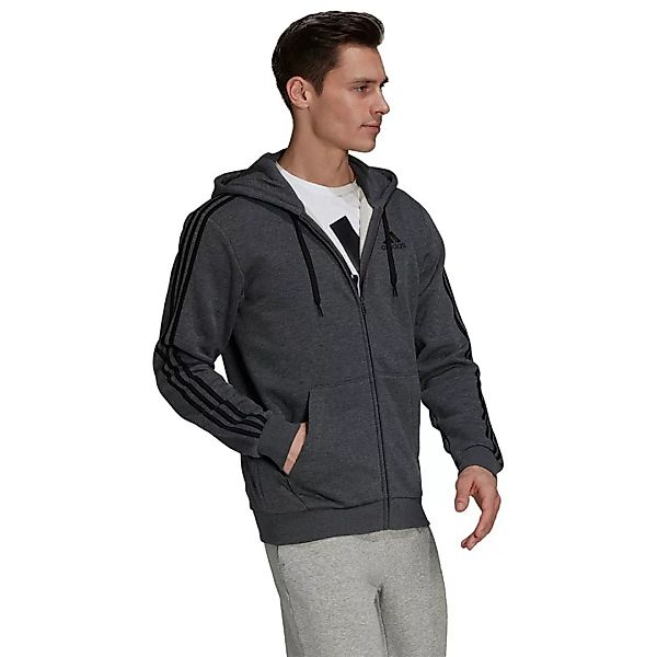 Adidas 3 Stripes Sweatshirt Mit Reißverschluss 2XL Dark Grey Heather günstig online kaufen
