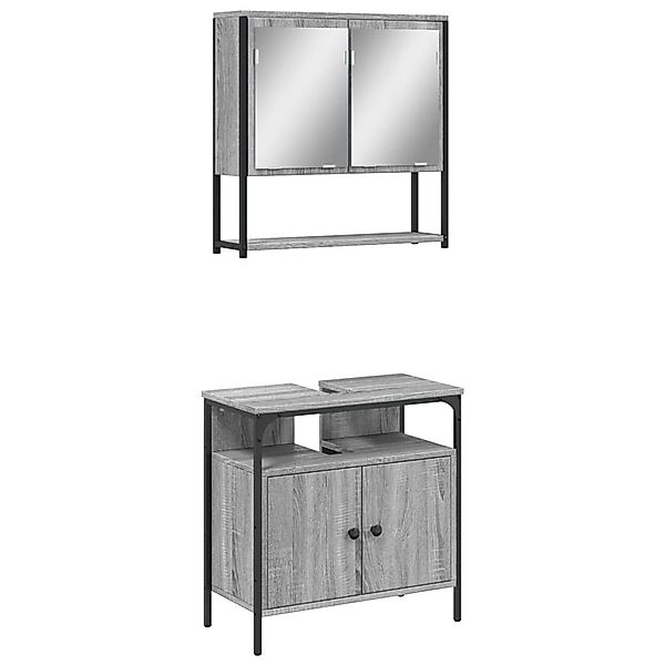 vidaXL Badezimmer-Set 2-tlg. Badmöbel-Set Grau Sonoma günstig online kaufen
