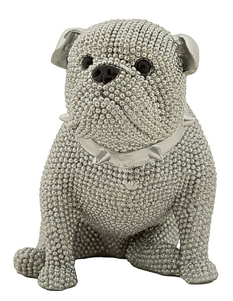 MF Tierfigur Dekofigur Sparky Bulldogge Silber Glam Wohnaccessoire 17 cm (1 günstig online kaufen