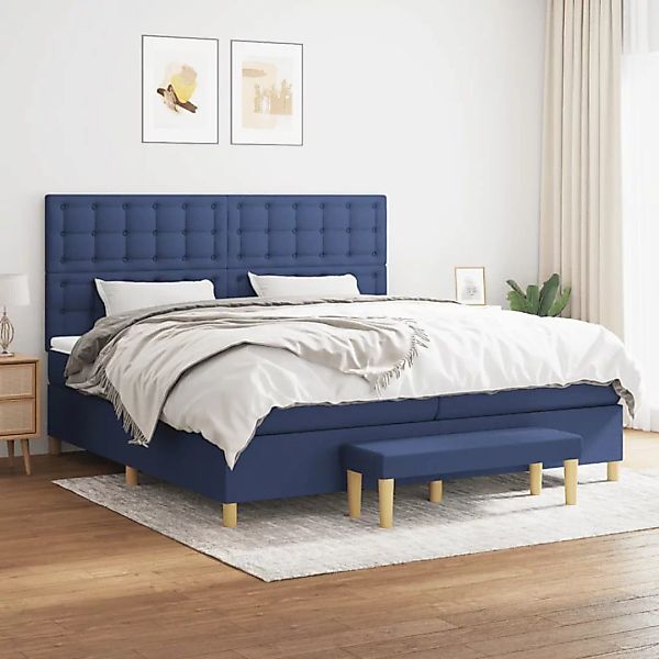 Vidaxl Boxspringbett Mit Matratze Blau 200x200 Cm Stoff günstig online kaufen