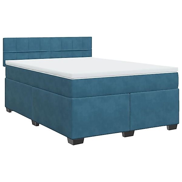 vidaXL Boxspringbett mit Matratze Blau 160x200 cm Samt 3288658 günstig online kaufen