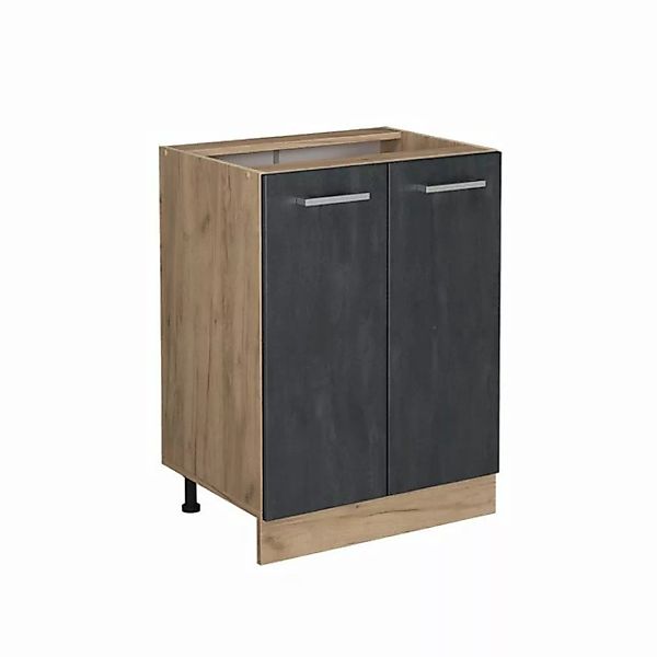 Livinity® Unterschrank Küchenschrank R-Line 60 cm GKO Schwarz Beton+APL Mar günstig online kaufen
