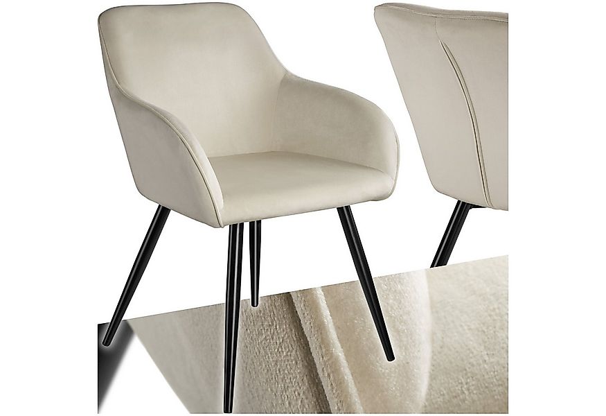 tectake Esszimmerstuhl Küchenstuhl Marilyn Samtoptik, schwarze Stuhlbeine ( günstig online kaufen