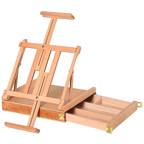 Vinsetto Staffelei Faltbar mit Schublade Buchenholz Natur 42 x 36 x 12,5 cm günstig online kaufen