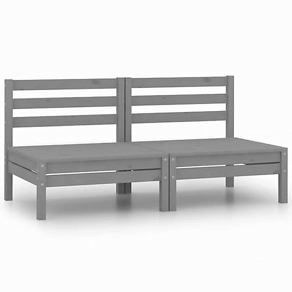 furnicato Sofa Garten-Mittelsofas 2 Stk. Grau Kiefer Massivholz, 1 Teile günstig online kaufen