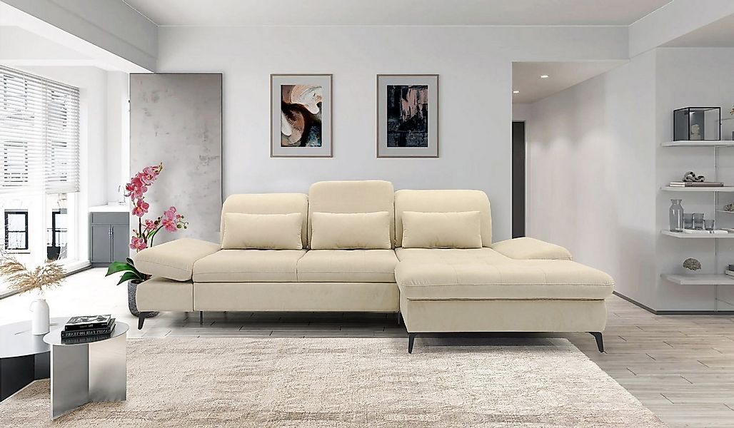 Hygger Möbelhaus Ecksofa Nola L-Form 300 x 170 cm. Wahlweise mit Bettfunkti günstig online kaufen