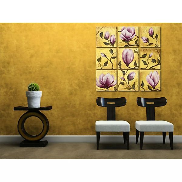 Leinwandbild Magnolien in Gold  XXL günstig online kaufen