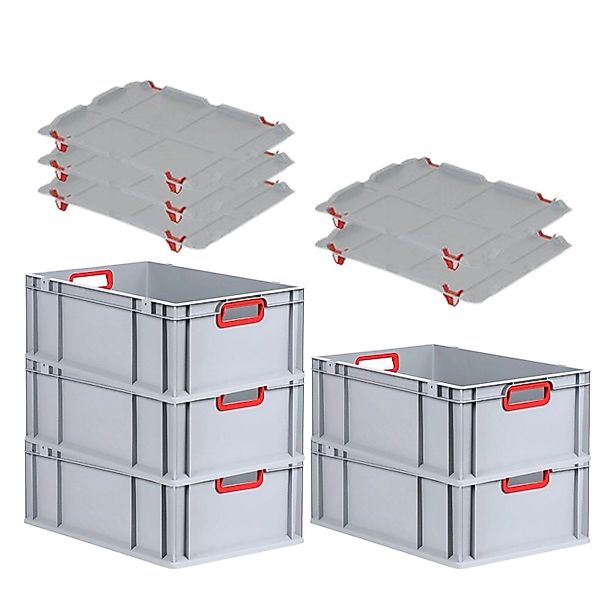 PROREGAL Spar Set 5x Eurobox Nextgen Color Mit Auflagedeckel & Schiebeschna günstig online kaufen