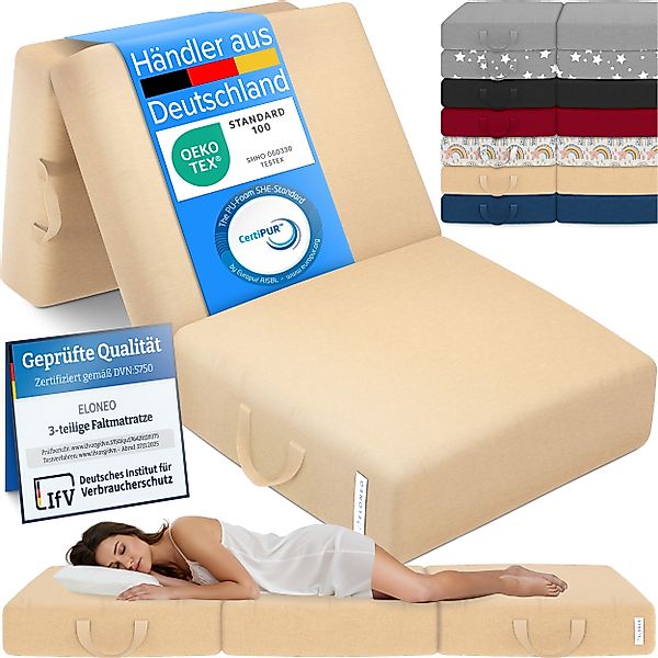 ELONEO Klappmatratze Gästematratze, 75x195x15 cm, creme günstig online kaufen