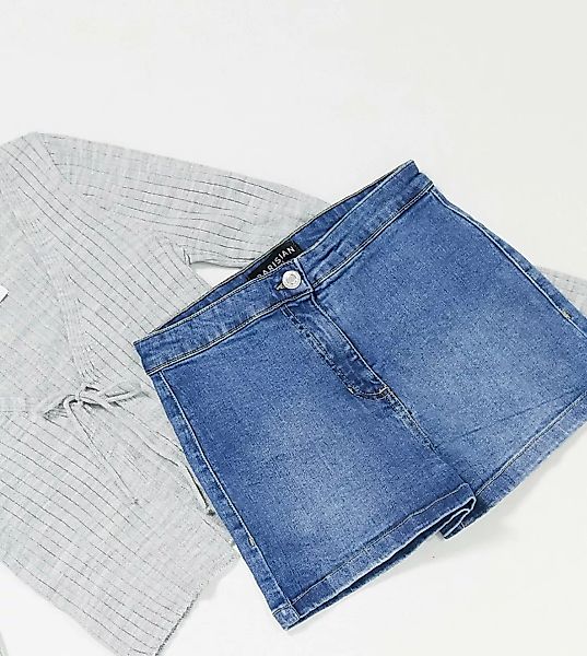 Parisian Petite – Jeans-Hotpants in Blau günstig online kaufen