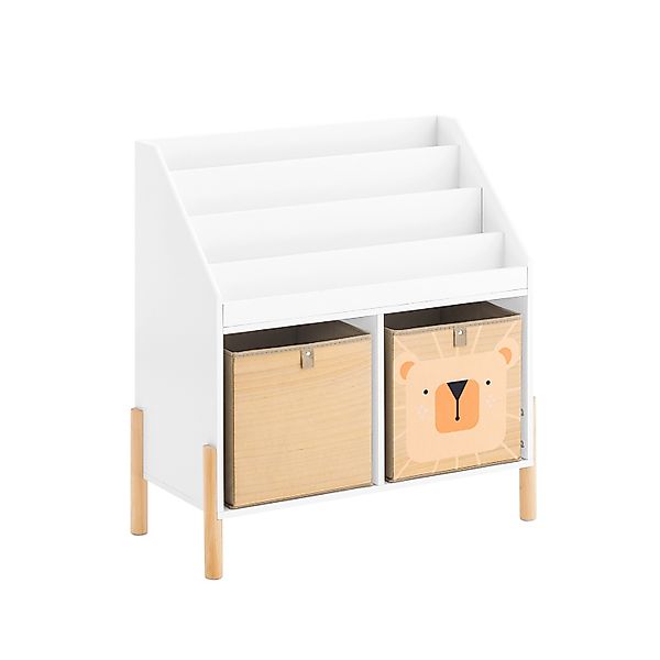 SoBuy Bücherregal Kinderregal mit 4 Ablagefächern und 2 Aufbewahrungsboxen günstig online kaufen