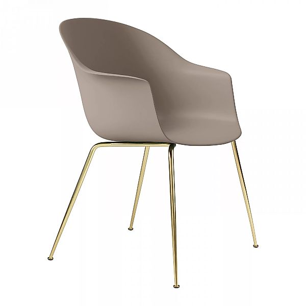 Gubi - Bat Dining Chair Gestell Messing - new beige/Sitzschale Polypropylen günstig online kaufen