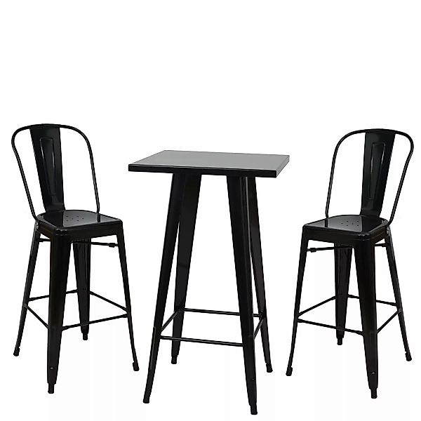 MCW Stehtisch-Set A73 Metall 3-teilig Schwarz günstig online kaufen