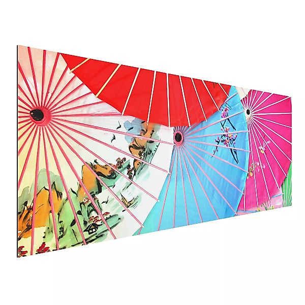 Alu-Dibond Bild Muster - Panorama The Chinese Parasols günstig online kaufen