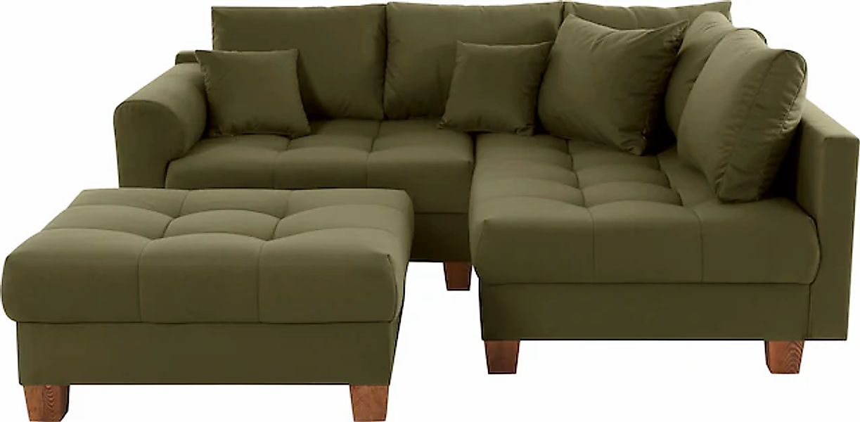 Home affaire Ecksofa »Rice L-Form inkl. Hocker«, (Set, mit Hocker), mit Bon günstig online kaufen