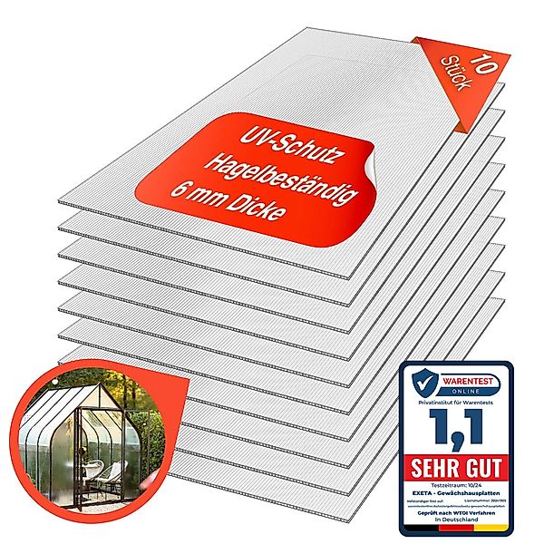exeta Hohlkammerplatte Gewächshausplatten 6mm 10 Stück günstig online kaufen