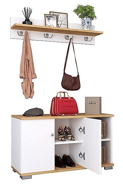 VCM Schuhschrank "2tlg. Holz Garderobe Dielenmöbel Schuhe Gados L", (1 St., günstig online kaufen