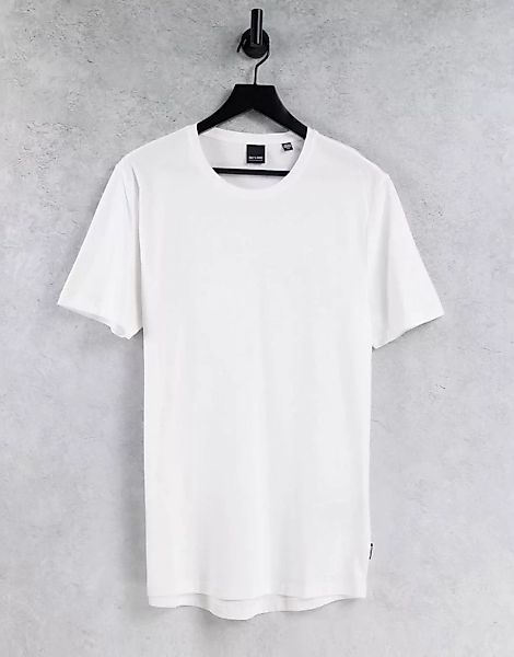 Only & Sons – Lang geschnittenes T-Shirt in Weiß mit abgerundetem Saum günstig online kaufen