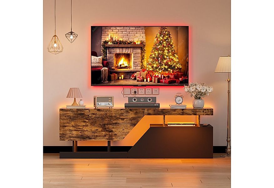 TWSOUL TV-Schrank TV-Schrank mit Stauraum und RGB-Beleuchtung 140cm*35cm*44 günstig online kaufen