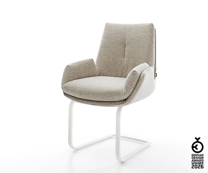 Freischwinger Clea-Flex Webstoff Soft Beige Freischwinger flach Weiß günstig online kaufen