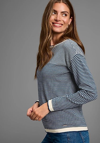 Laura Scott Rundhalspullover, aus Perlstrick mit Streifen - NEUE KOLLEKTION günstig online kaufen