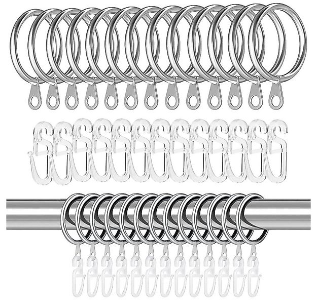 TUWENA Gardinenring 50 Stück Metall Vorhangringe und 60 Kunststoff haken fü günstig online kaufen
