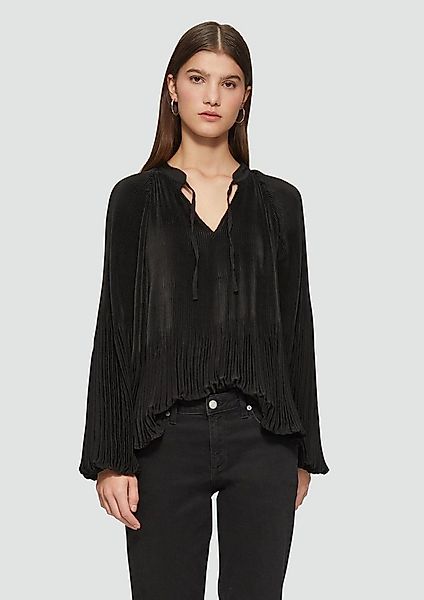 QS Langarmbluse Bluse Plissierte Bluse mit Tunikaausschnitt günstig online kaufen
