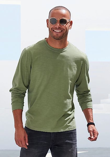 John Devin Langarmshirt "mit Slub-Garn Struktur" 2er-Pack, Longsleeve aus l günstig online kaufen