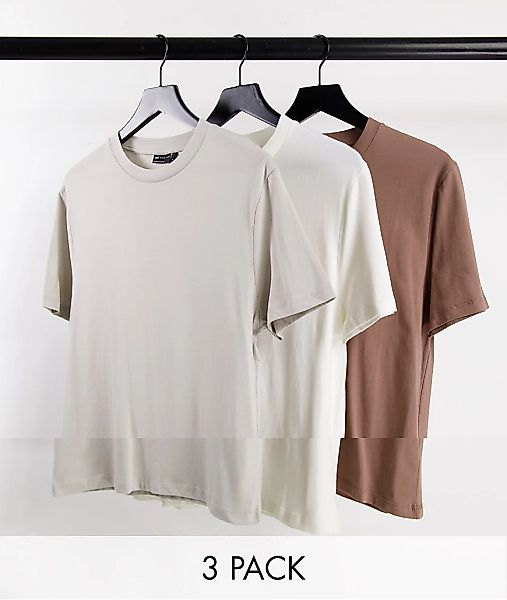 ASOS DESIGN – T-Shirt aus Bio-Baumwolle mit Rundhalsausschnitt im 3er-Pack- günstig online kaufen