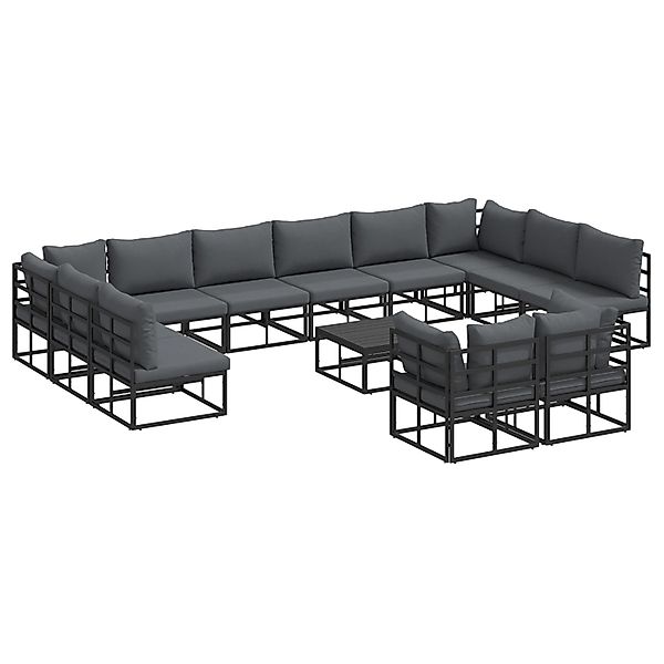 vidaXL Garten-Sofa-Set mit Kissen 13-Tlg Schwarz Aluminium 3378925 günstig online kaufen