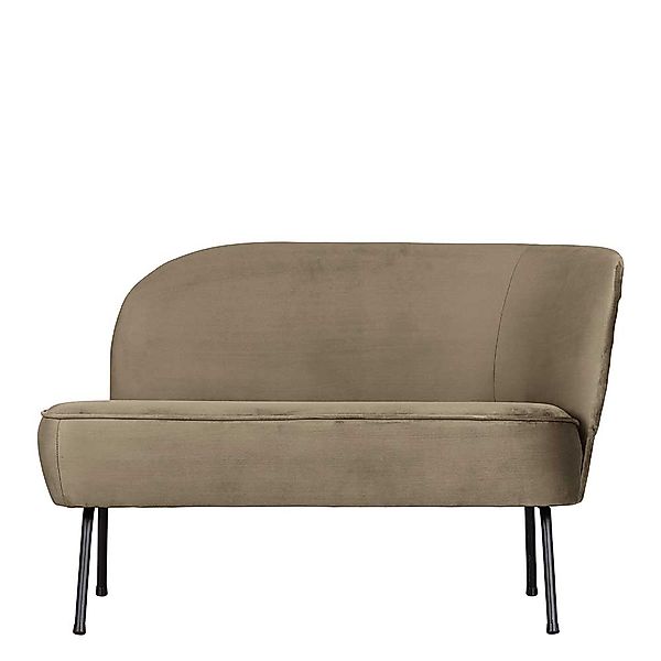 Zweisitzer Lounge Sofa in hell Khaki Samt Retrostil günstig online kaufen