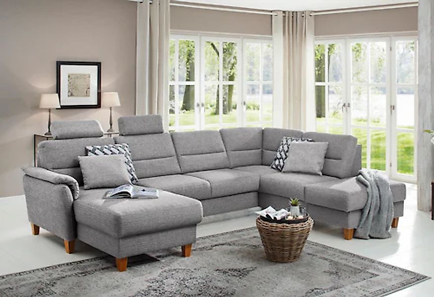 Home affaire Wohnlandschaft »Palmera U-Form, B: 308 cm« optional Bettfunkti günstig online kaufen
