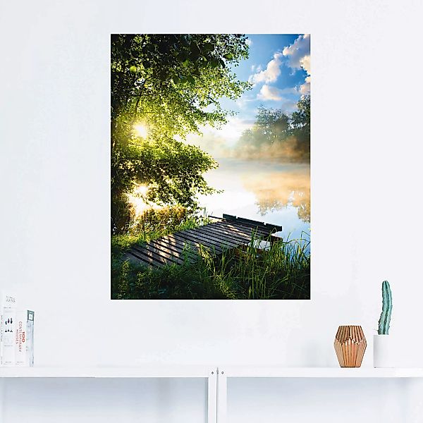 Artland Wandbild "Angelsteg am Morgen", Gewässer, (1 St.), als Alubild, Out günstig online kaufen