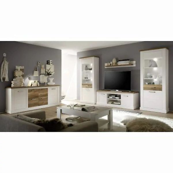 Lomadox Wohnzimmer Set mit Couchtisch TURIN-19 in Pinie weiß Nb. mit Absetz günstig online kaufen