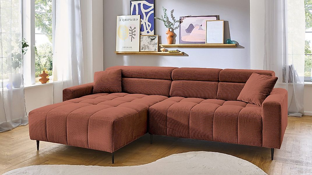 Massivart® Ecksofa Cord 256 cm / günstig online kaufen