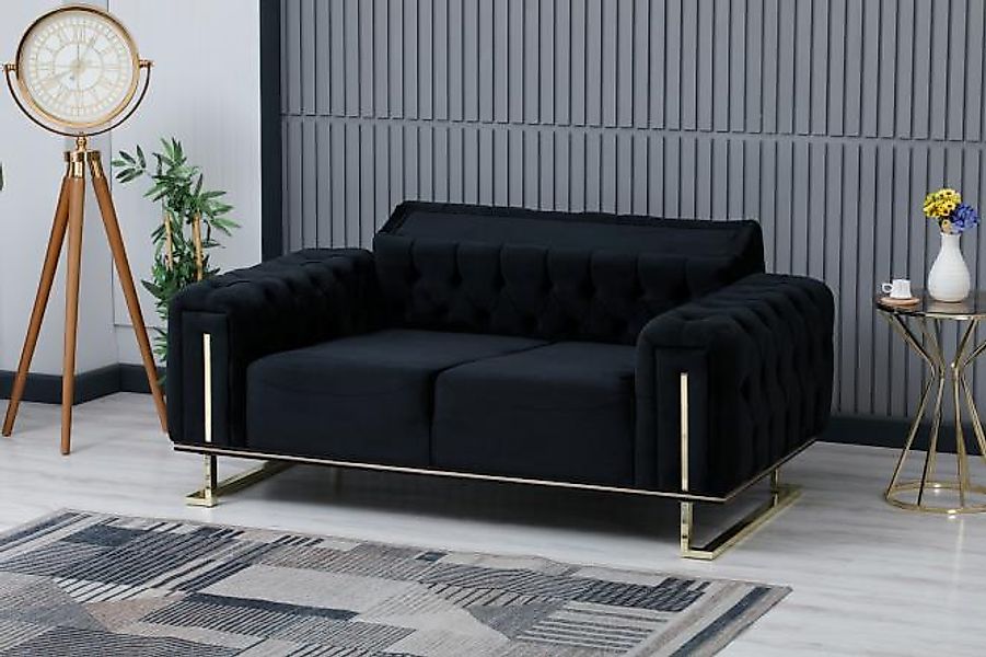 2-Sitzer Sofa ca. 170x81x94 cm inkl. kleine Kissen Everest Schwarz / Gold günstig online kaufen