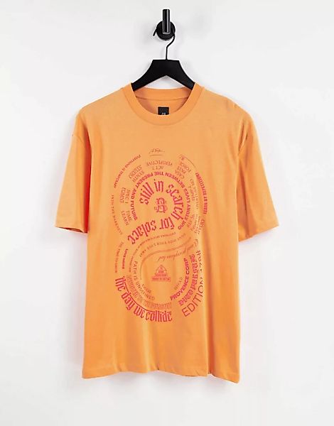 River Island – T-Shirt mit Solace-Print in Orange günstig online kaufen
