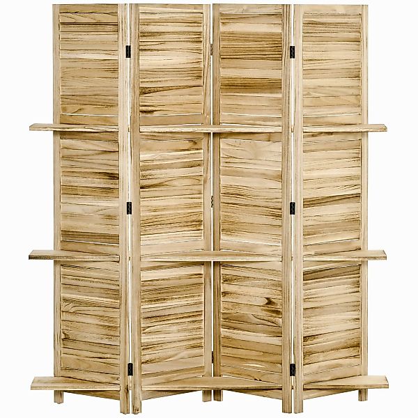 HOMCOM Innenraum-Paravent 4 Panels 162 B x 170 H cm 3 Regale faltbarer Raum günstig online kaufen