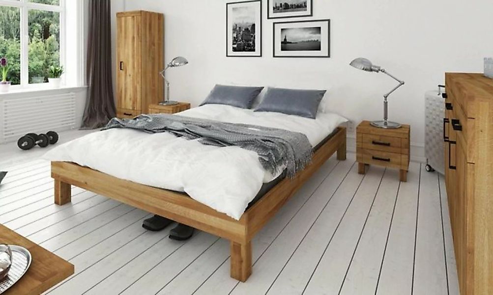 Natur24 Einzelbett Bett Ringo 2 Sonderlänge 100x220 Wildeiche o. Kopfteil m günstig online kaufen