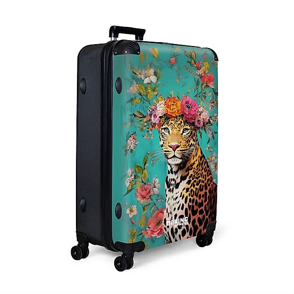 NoBoringSuitcases.com© Hartschalen-Trolley Leopard mit Blumenkrone auf günstig online kaufen