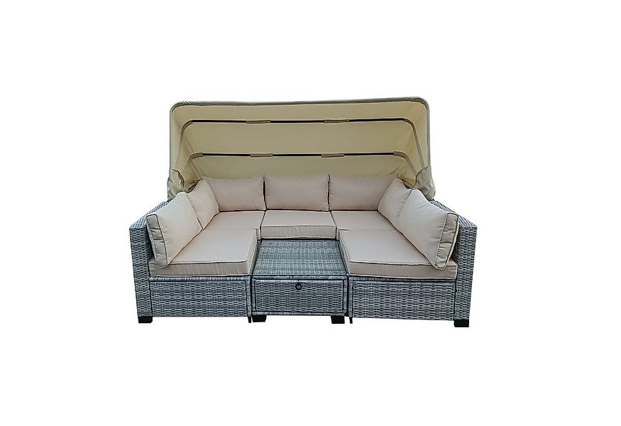 HTI-Living Gartensofa Outdoor Sofa Eleni Grau/Beige, Set 6 Teile, Loungemöb günstig online kaufen