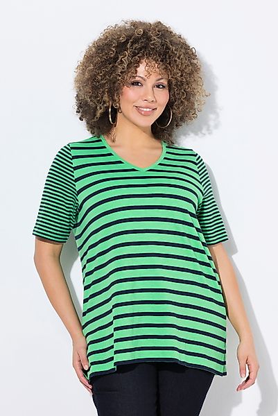 Ulla Popken T-Shirt Shirt Ringelmix A-Linie günstig online kaufen