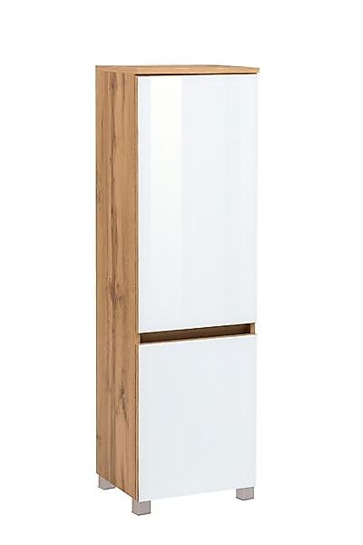 Midischrank 40 HELSINKI von Held Möbel Wotan Eiche / Glas weiß günstig online kaufen