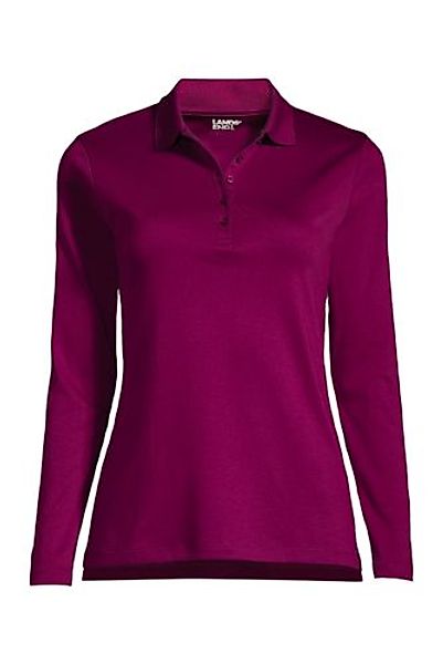 Supima-Poloshirt mit langen Ärmeln, Damen, Größe: M Normal, Lila, Baumwolle günstig online kaufen