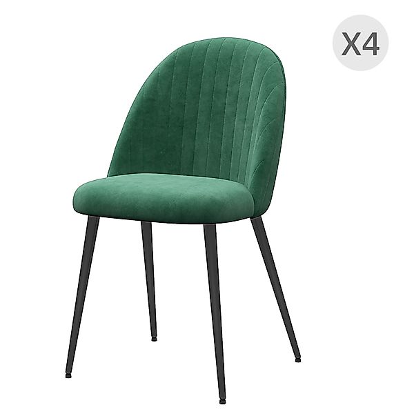 HOMCOM Set 4 Moderne Gepolsterte Stühle mit Gebogener Rückenlehne, Esszimme günstig online kaufen