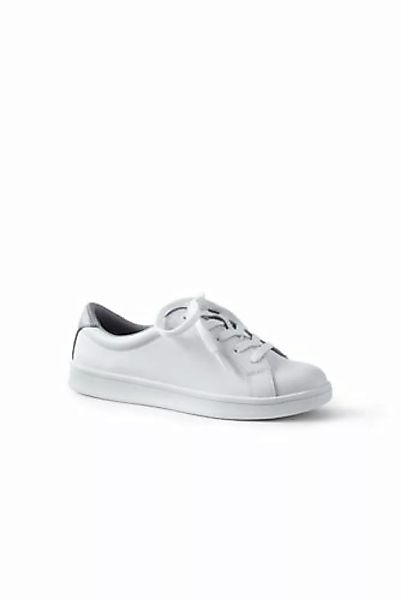 Sneaker, Damen, Größe: 42.5 Weit, Weiß, Leder, by Lands' End, Weiß/Silber günstig online kaufen
