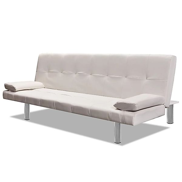 vidaXL Schlafsofa mit 2 Kissen Kunstleder Ausziehbar Cremeweiß günstig online kaufen