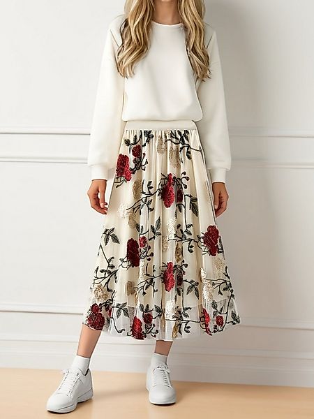 DEBAIJIA Meshrock Damen Mesh rock A-Linien-Plissee, elastischer, mit hoher günstig online kaufen