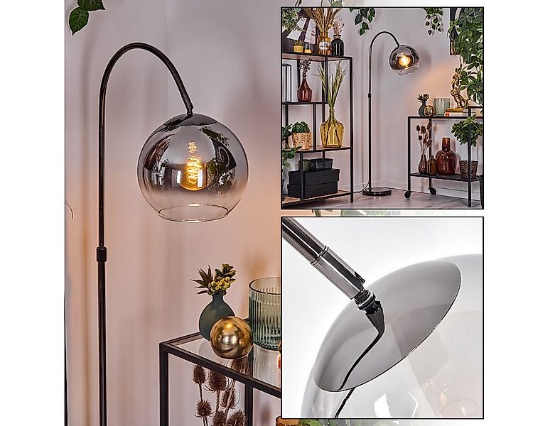 hofstein Stehlampe Stehlampe aus Metall/Glas in Schwarz/Chrom/Rauch/Klar im günstig online kaufen